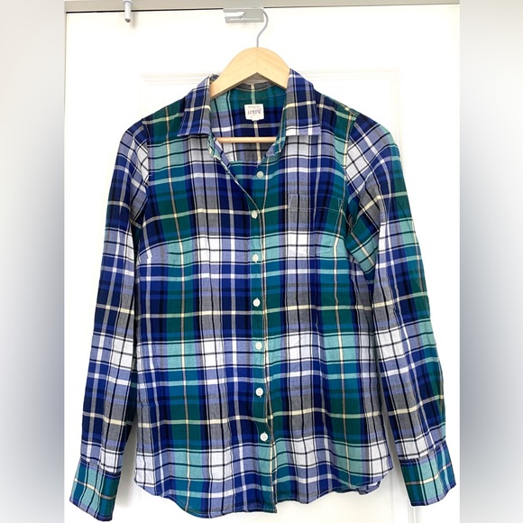 J. Crew Tops - J. Crew Blue Green Plaid Button-Down Shirt